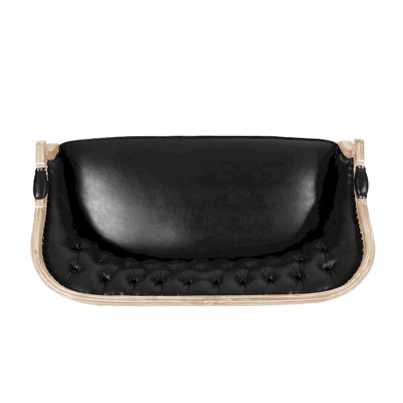 Button-Tufted Upholstered Loveseat with Scrolled Arms and Nailhead Trim