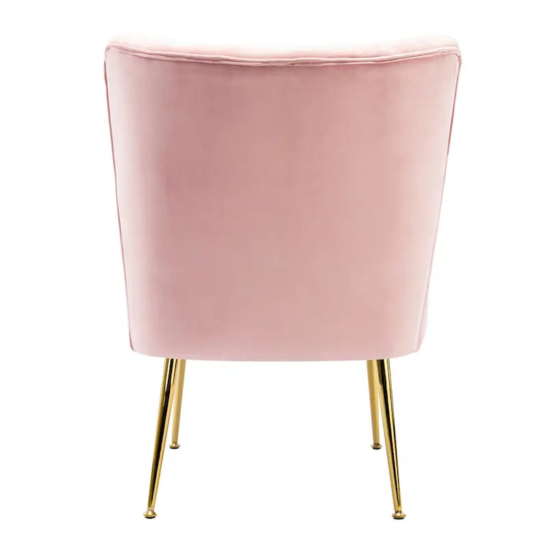 Velvet Channel-Tufted Accent Chair with Gold Metal Legs