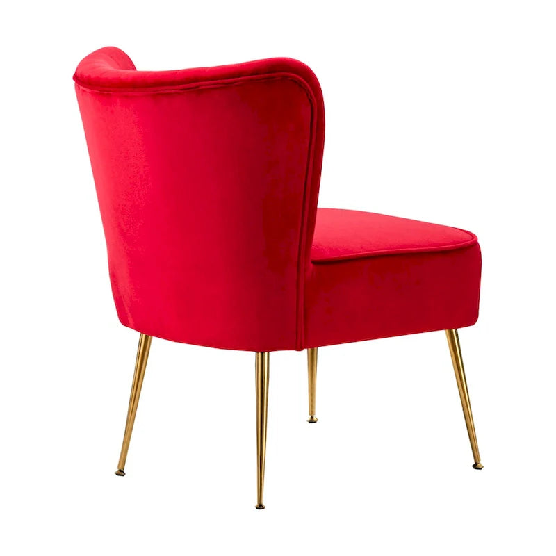 Velvet Channel-Tufted Accent Chair with Gold Metal Legs
