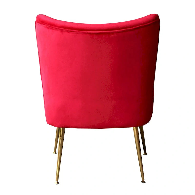 Velvet Channel-Tufted Accent Chair with Gold Metal Legs