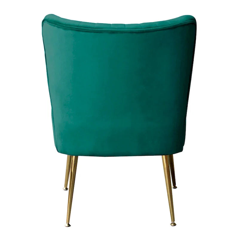 Velvet Channel-Tufted Accent Chair with Gold Metal Legs