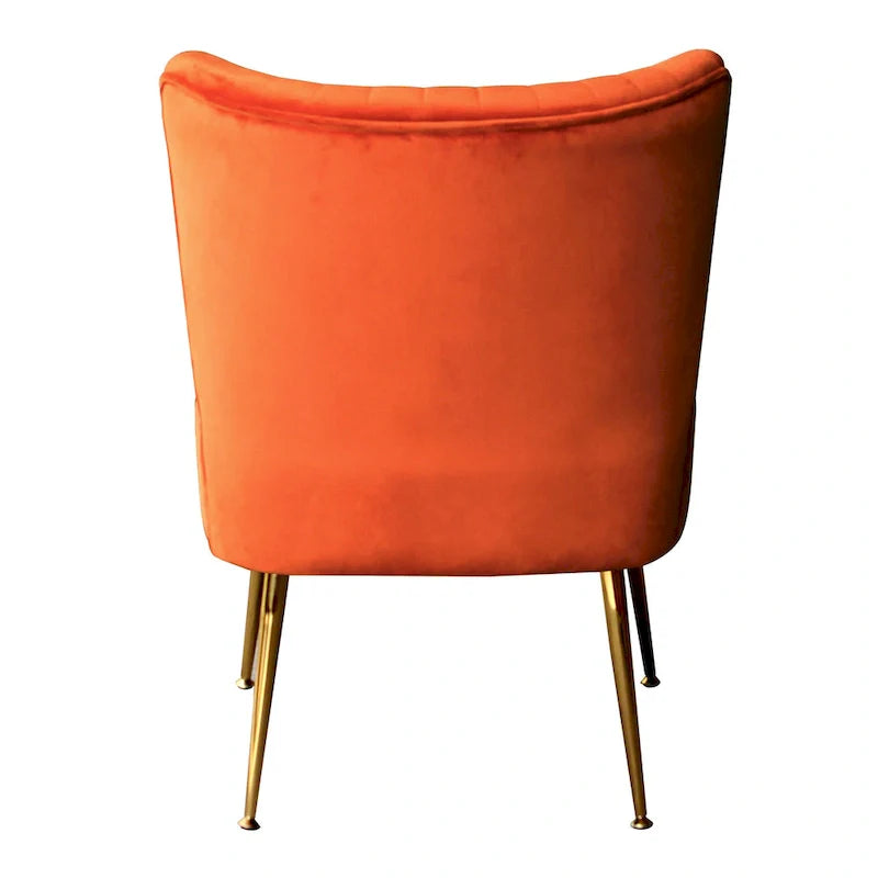 Velvet Channel-Tufted Accent Chair with Gold Metal Legs