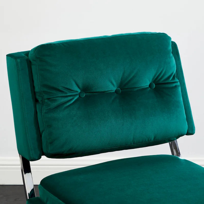 Velvet Armless Accent Chair with Button Tufted Back