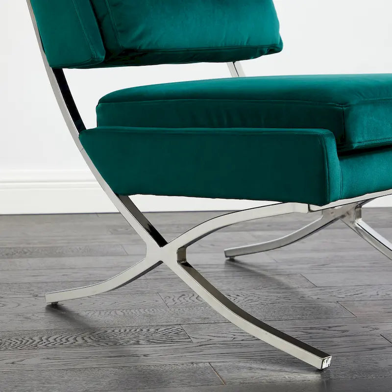 Velvet Armless Accent Chair with Button Tufted Back