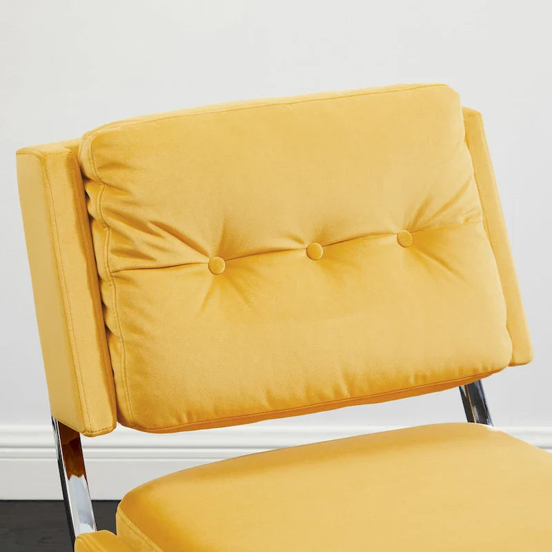 Velvet Armless Accent Chair with Button Tufted Back