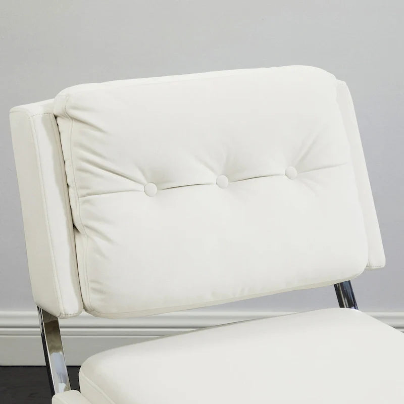 Velvet Armless Accent Chair with Button Tufted Back