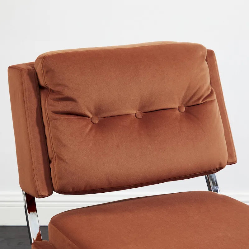 Velvet Armless Accent Chair with Button Tufted Back