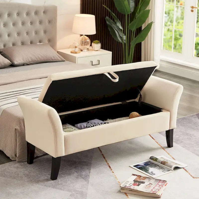 Aukfa Armed Storage Bench for Bedroom Entryway Living Room