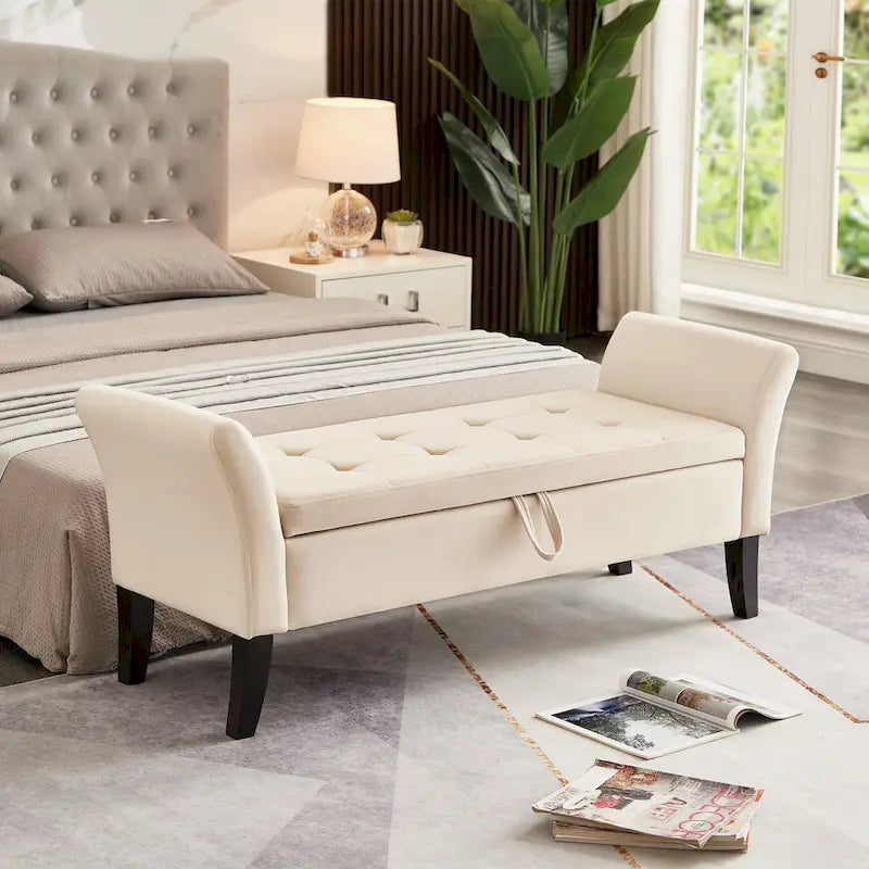 Aukfa Armed Storage Bench for Bedroom Entryway Living Room