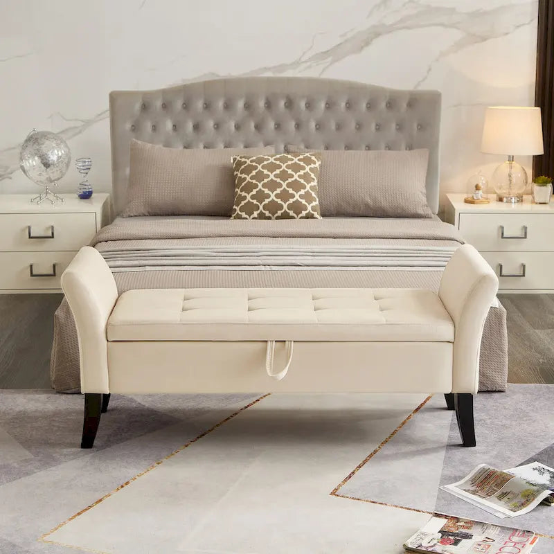 Aukfa Armed Storage Bench for Bedroom Entryway Living Room