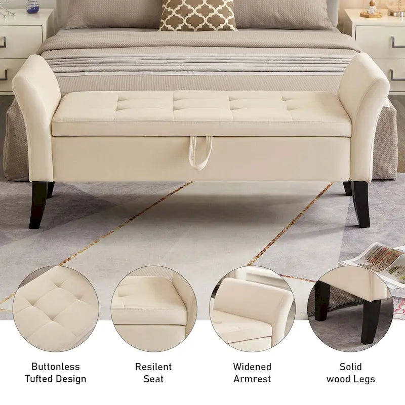 Aukfa Armed Storage Bench for Bedroom Entryway Living Room