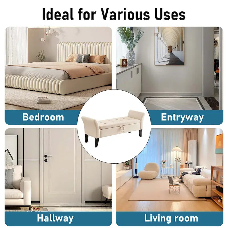 Aukfa Armed Storage Bench for Bedroom Entryway Living Room
