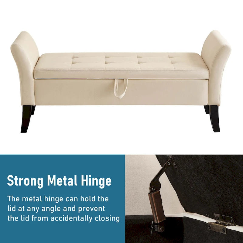 Aukfa Armed Storage Bench for Bedroom Entryway Living Room