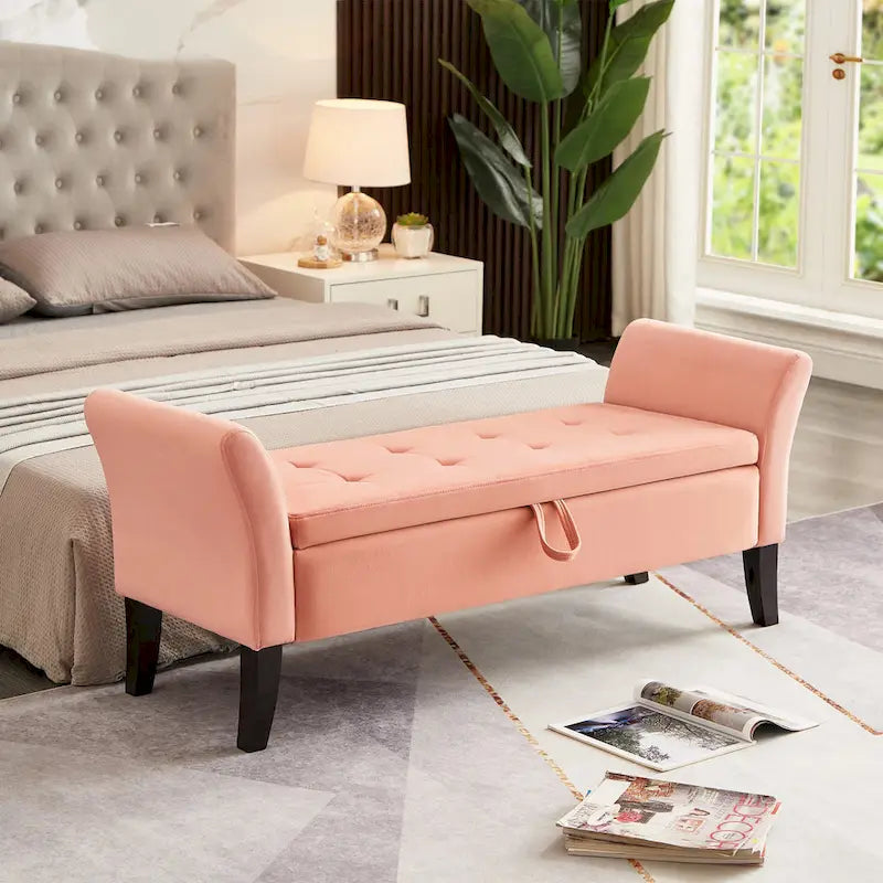 Aukfa Armed Storage Bench for Bedroom Entryway Living Room