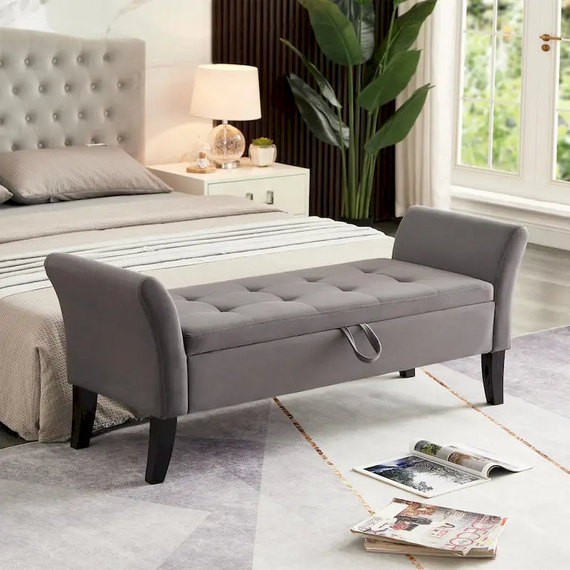 Aukfa Armed Storage Bench for Bedroom Entryway Living Room