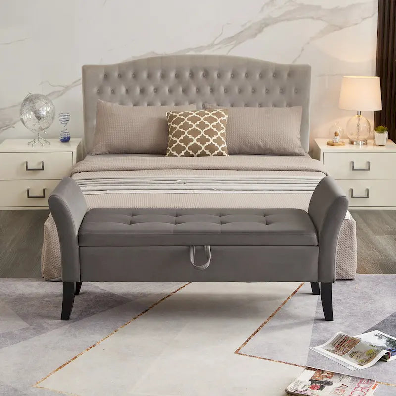 Aukfa Armed Storage Bench for Bedroom Entryway Living Room
