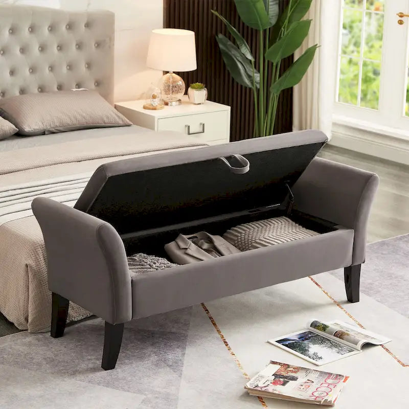 Aukfa Armed Storage Bench for Bedroom Entryway Living Room