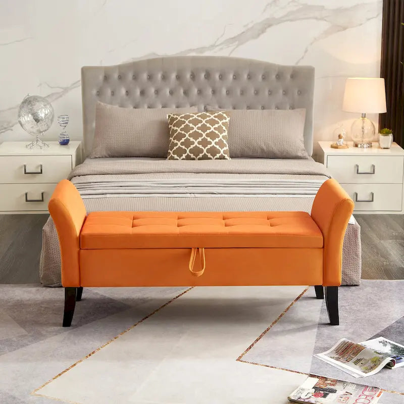 Aukfa Armed Storage Bench for Bedroom Entryway Living Room