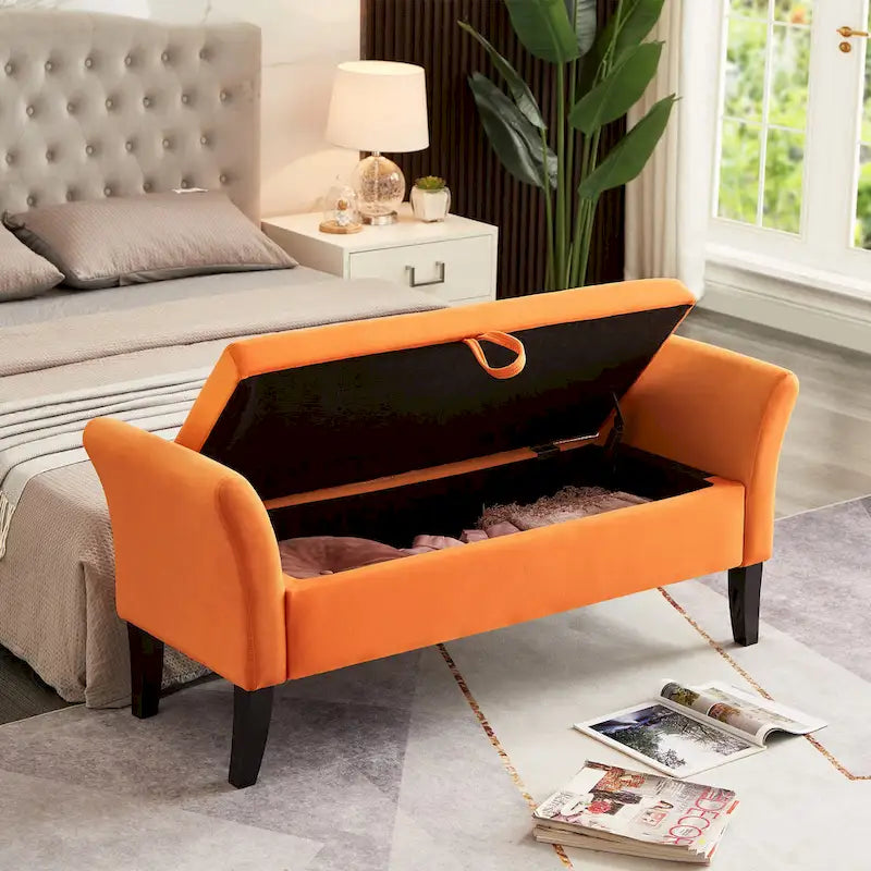 Aukfa Armed Storage Bench for Bedroom Entryway Living Room