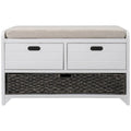 Storage Bench with Removable Basket and 2 Drawers, Removable Cushion