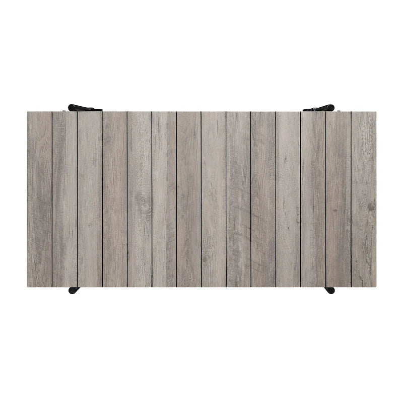 Black Farmhouse Steel 2-Piece Coffee Table Set with Wheels