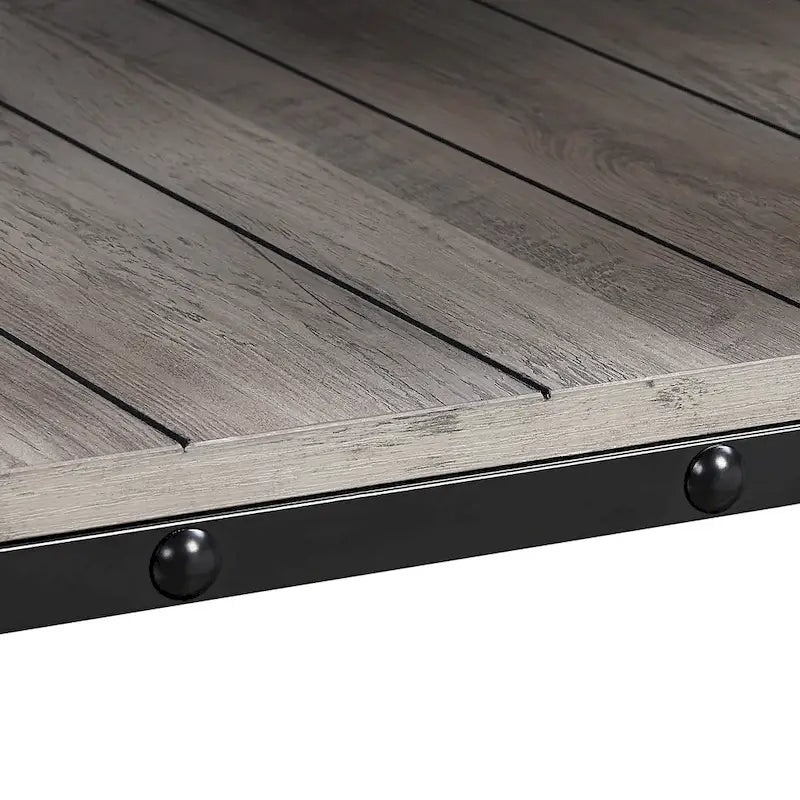 Black Farmhouse Steel 2-Piece Coffee Table Set with Wheels