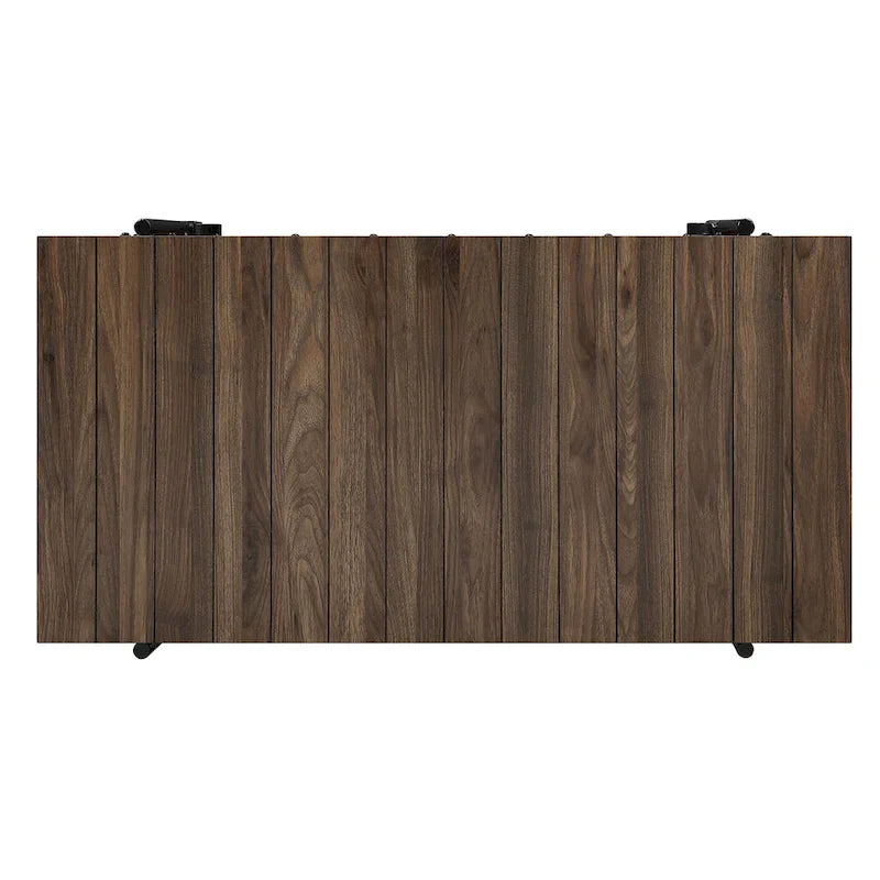 Black Farmhouse Steel 2-Piece Coffee Table Set with Wheels