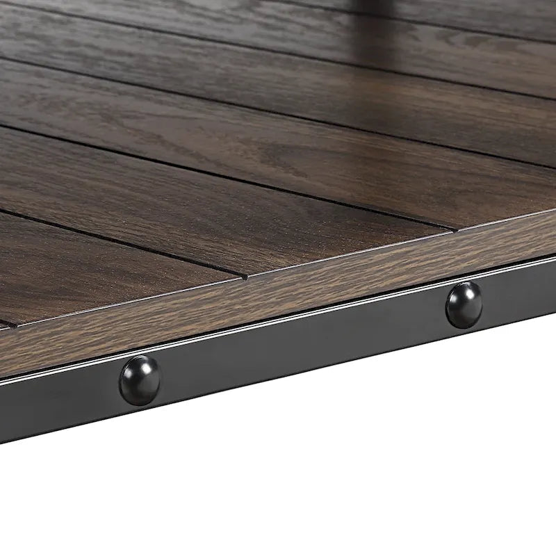 Black Farmhouse Steel 2-Piece Coffee Table Set with Wheels