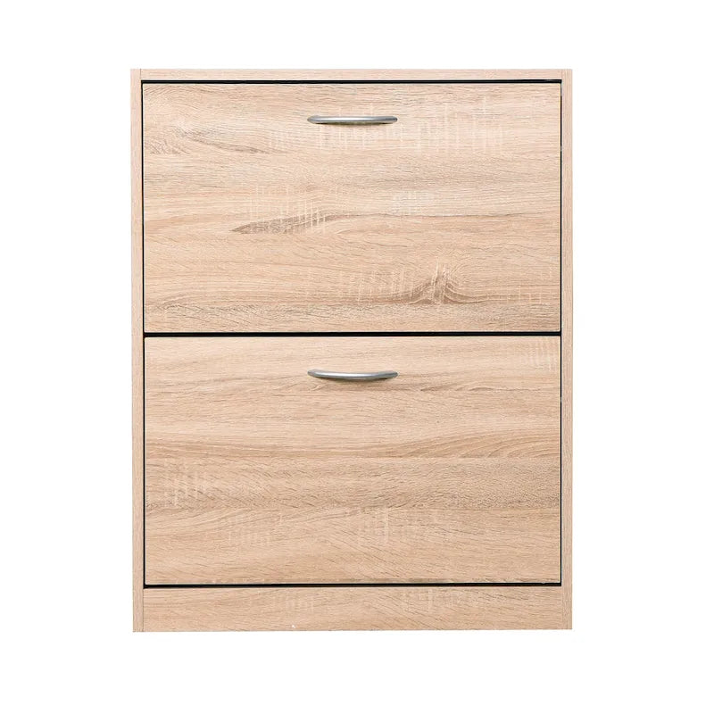 Wooden Shoe Cabinet for Entryway, White Shoe Storage Cabinet with 2 Flip Doors