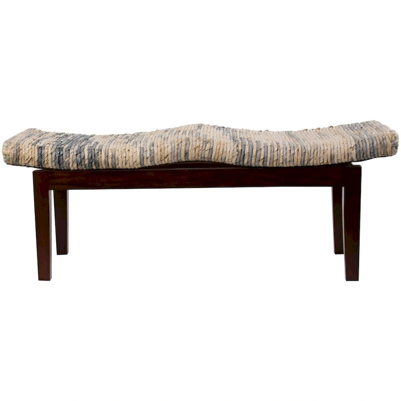 Wood Handmade Woven Bench - Brown - Roche River Decor - 17W x 47L x 18H