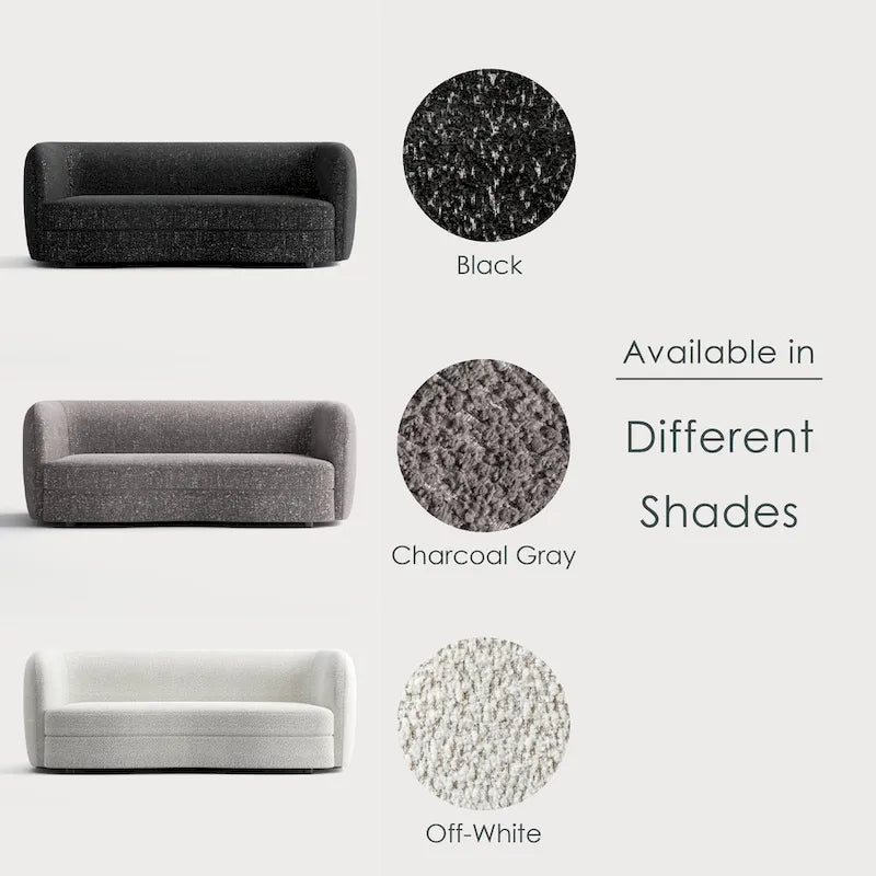 Modern Curved Arms Boucle Sofa with Kidney Style Seat