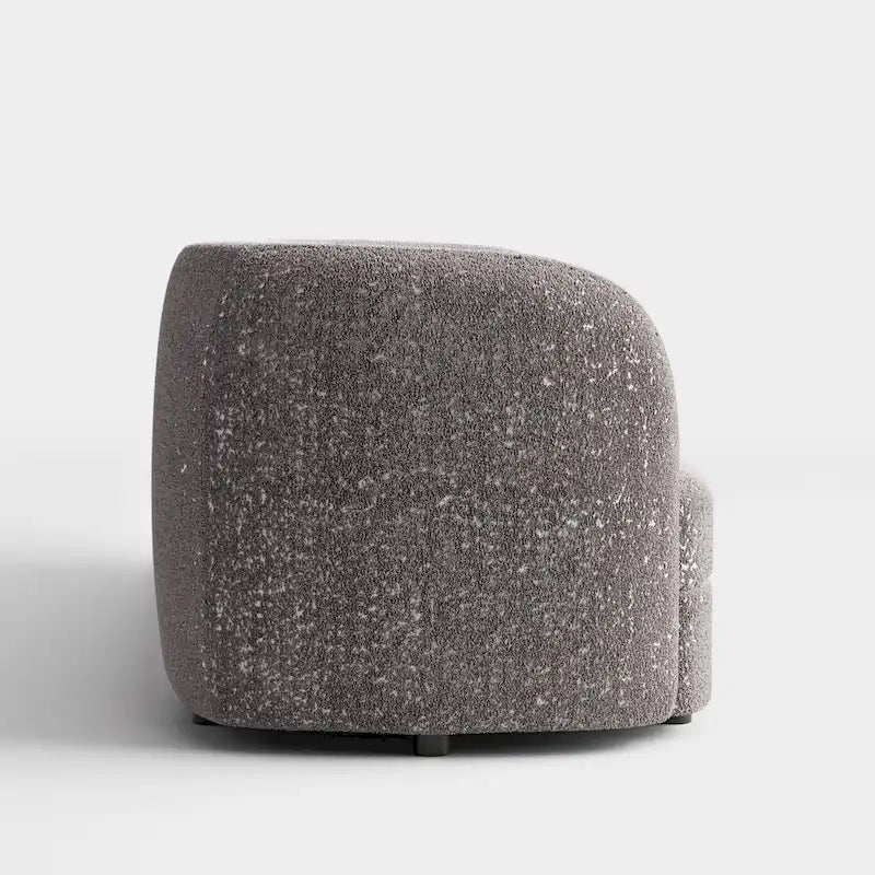 Modern Curved Arms Boucle Sofa with Kidney Style Seat
