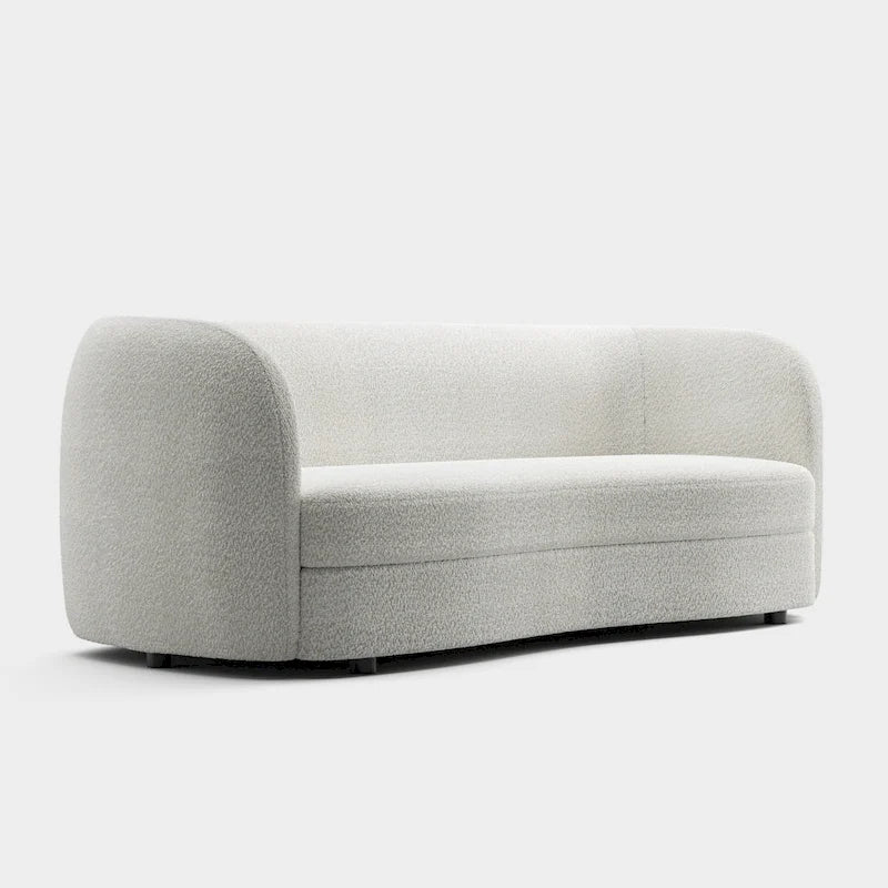 Modern Curved Arms Boucle Sofa with Kidney Style Seat