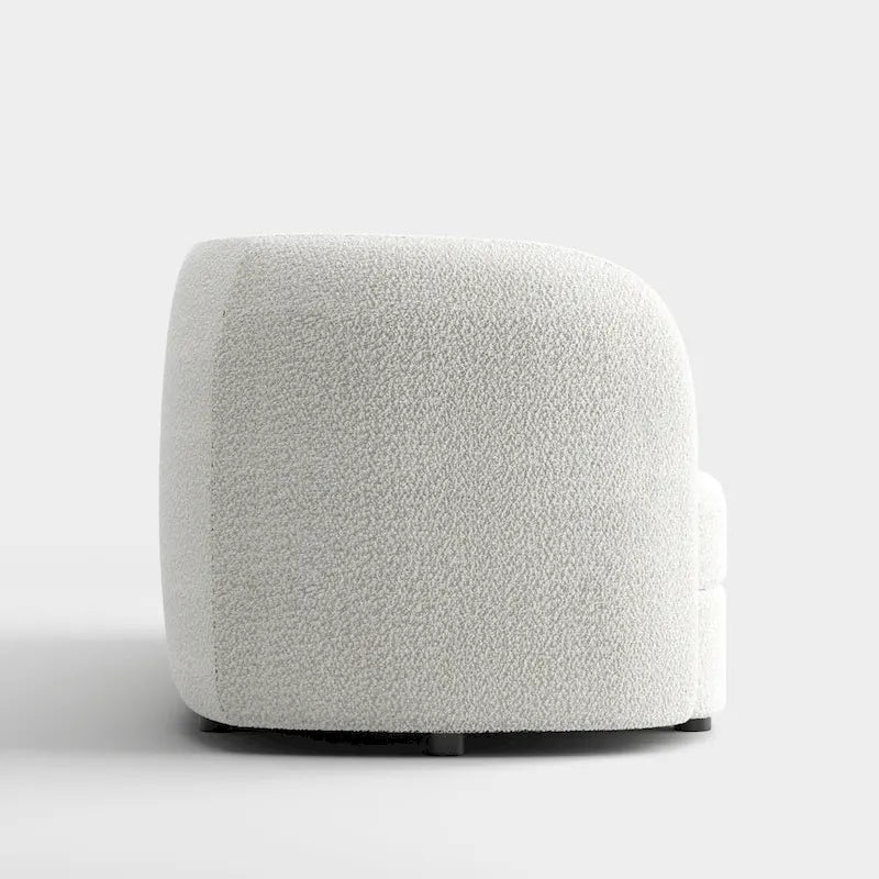 Modern Curved Arms Boucle Sofa with Kidney Style Seat