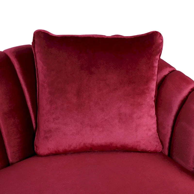 Velvet Channel-Tufted 3-Seat Sofa with Sloped Arms