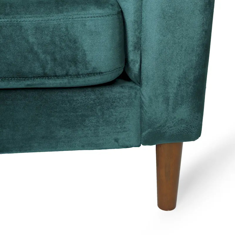 Velvet Channel-Tufted 3-Seat Sofa with Sloped Arms