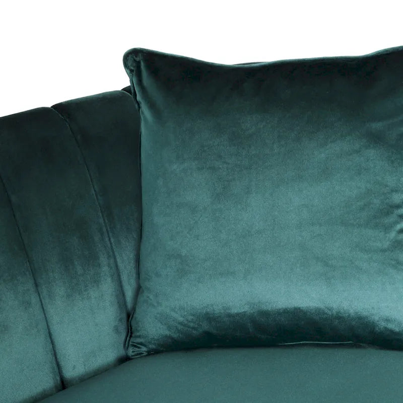 Velvet Channel-Tufted 3-Seat Sofa with Sloped Arms