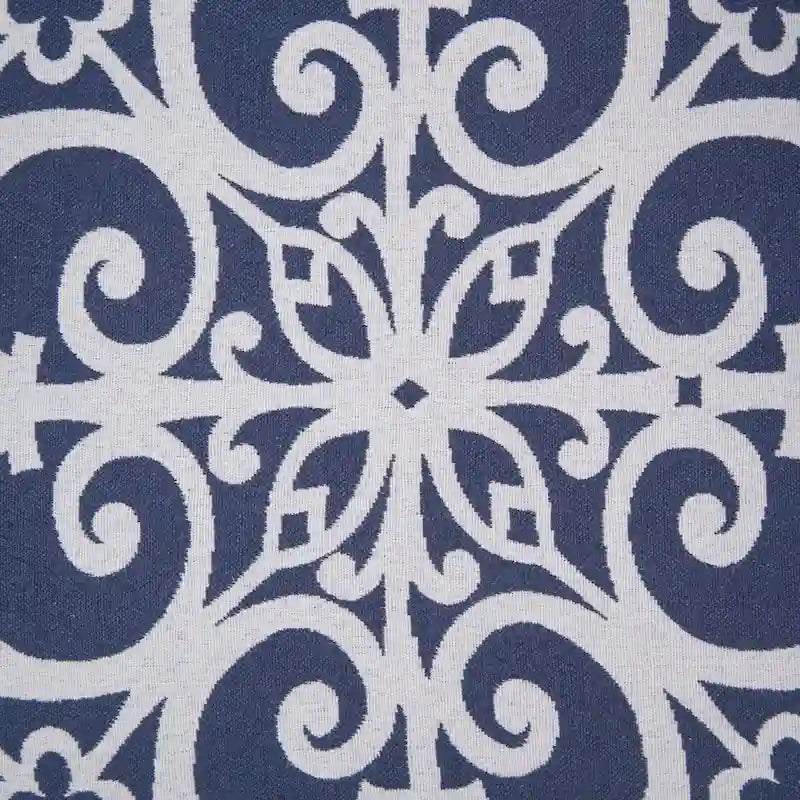 Navy Patterned Push Back Recliner Chair with Rolled Arms
