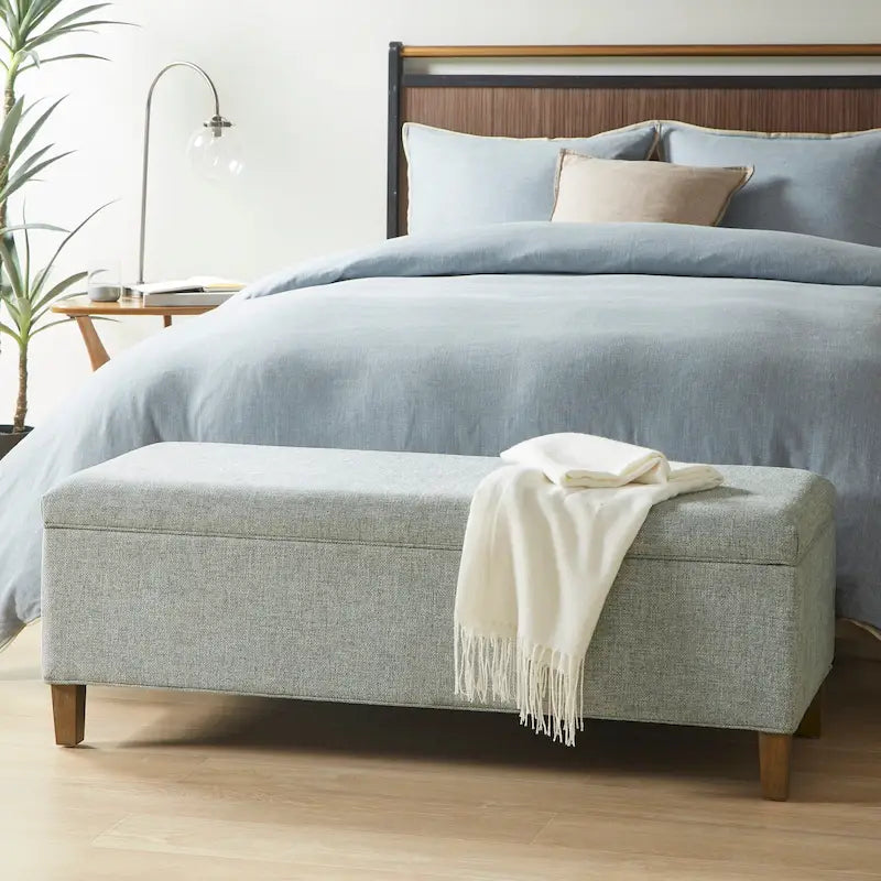 INK+IVY Marcie Blue Soft Close Storage Accent Bench
