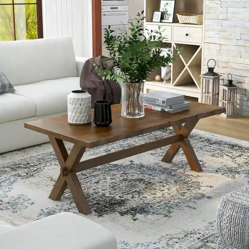 Mav Transitional Walnut 47-inch Solid Wood Coffee Table by Furniture of America