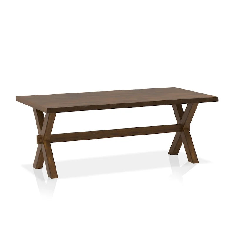 Walnut Solid Wood Coffee Table with Live Edge and X-Shaped Legs