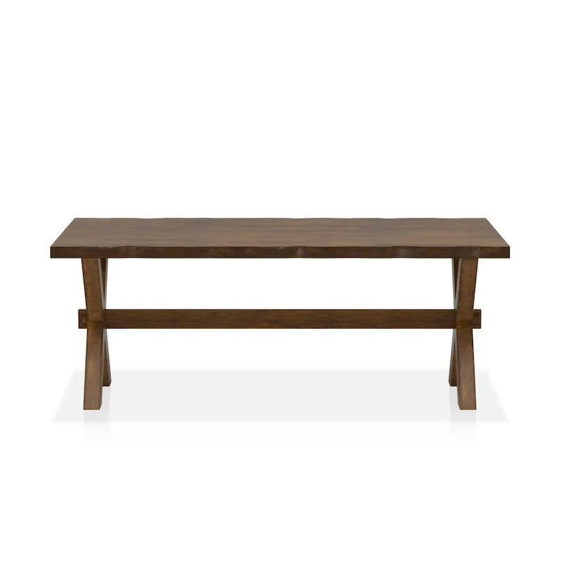 Walnut Solid Wood Coffee Table with Live Edge and X-Shaped Legs