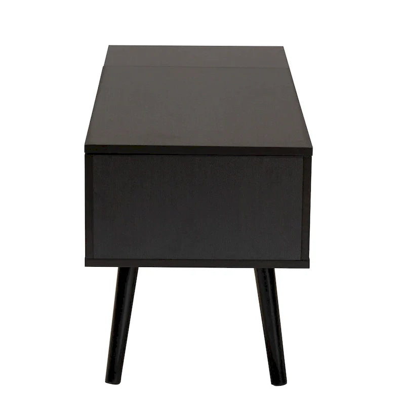 Black and Espresso Brown Coffee Table with Lift-Top Storage