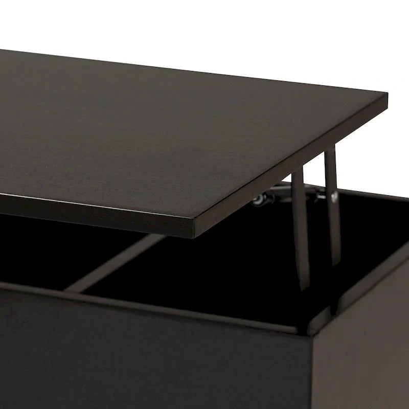 Black and Espresso Brown Coffee Table with Lift-Top Storage