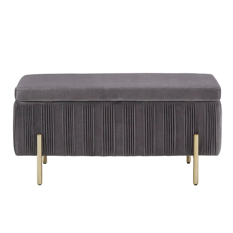 Lisbeth Grey Pleated Velvet Lift-Top Storage Bench by iNSPIRE Q Bold