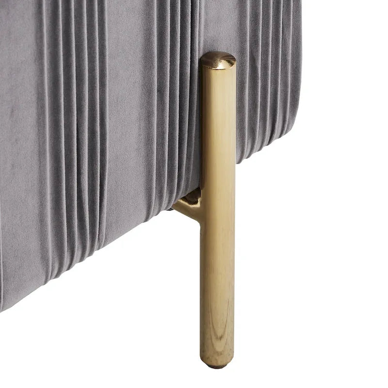 Lisbeth Grey Pleated Velvet Lift-Top Storage Bench by iNSPIRE Q Bold