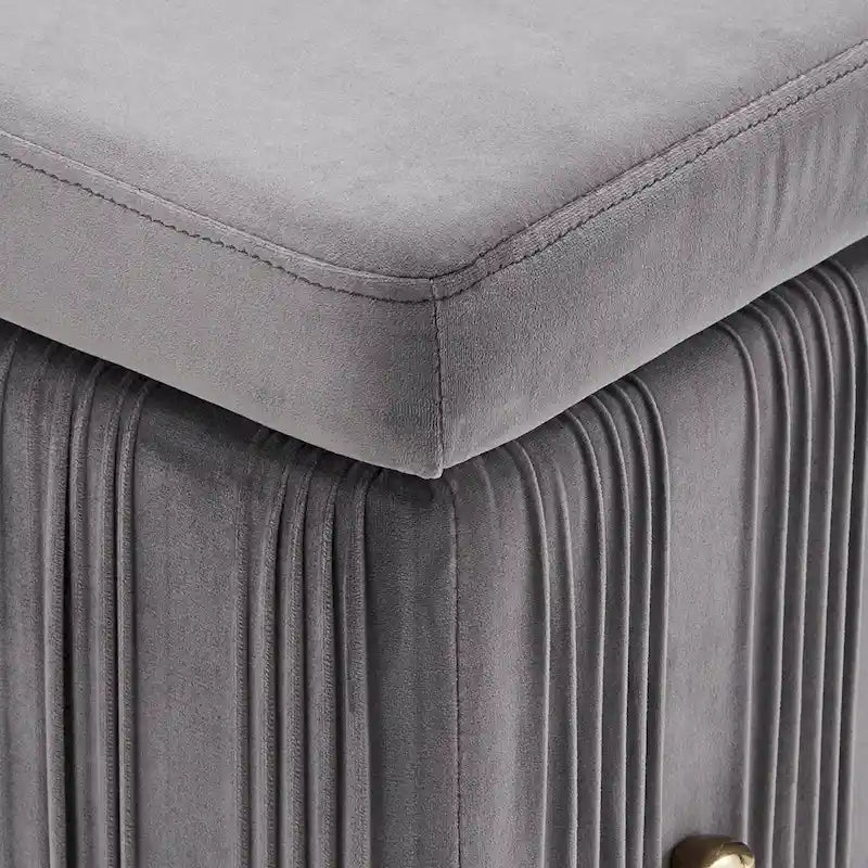 Lisbeth Grey Pleated Velvet Lift-Top Storage Bench by iNSPIRE Q Bold