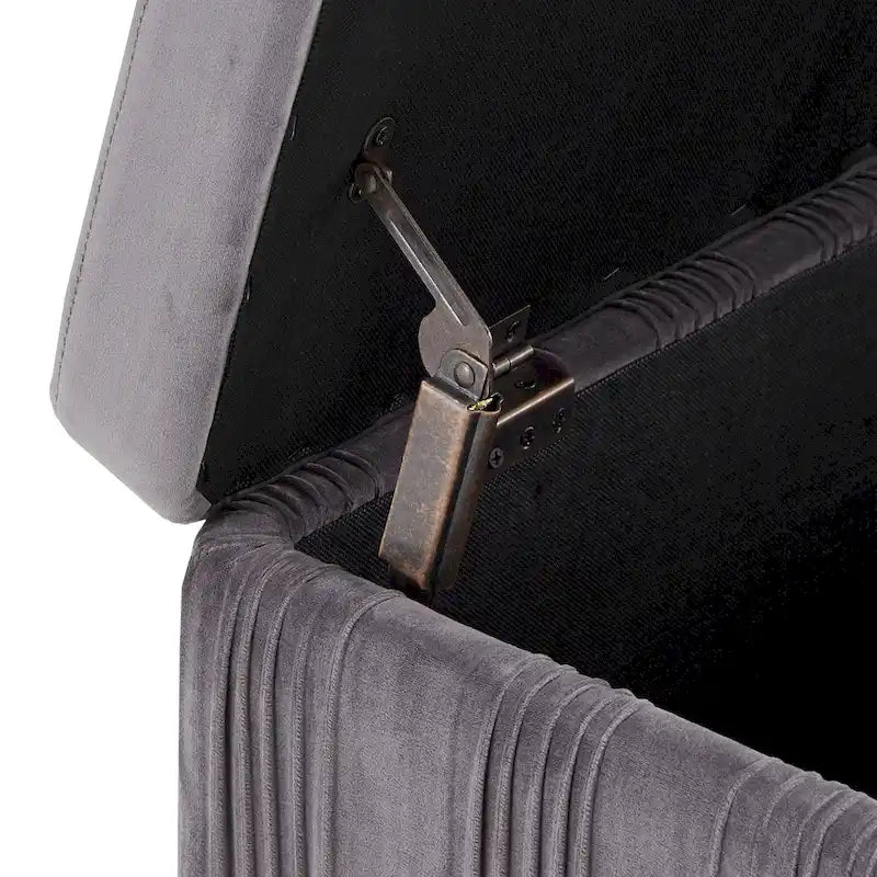 Lisbeth Grey Pleated Velvet Lift-Top Storage Bench by iNSPIRE Q Bold