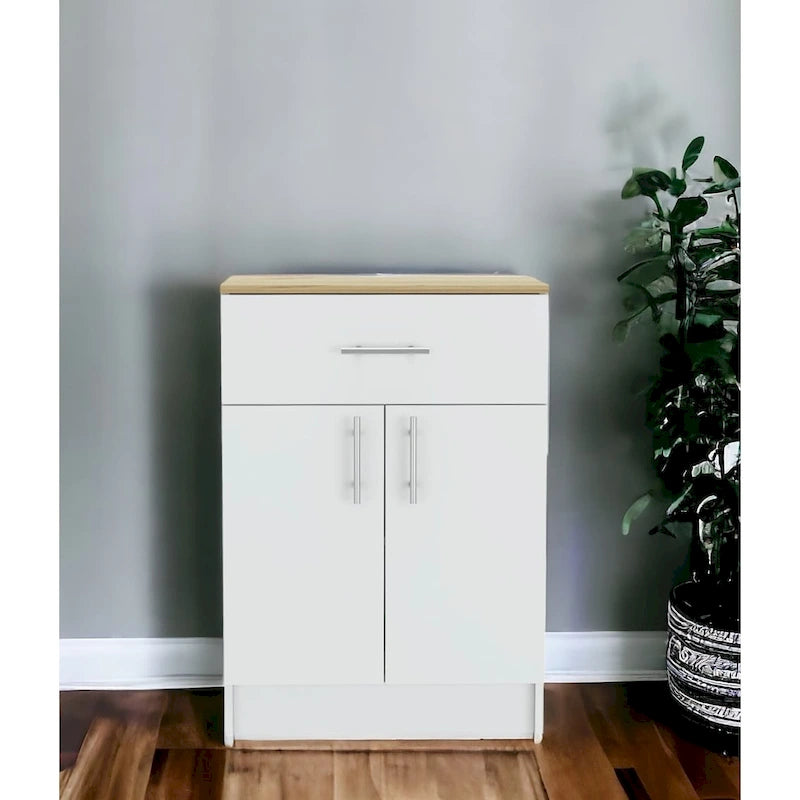 34 Light Oak and White Pantry Cabinet