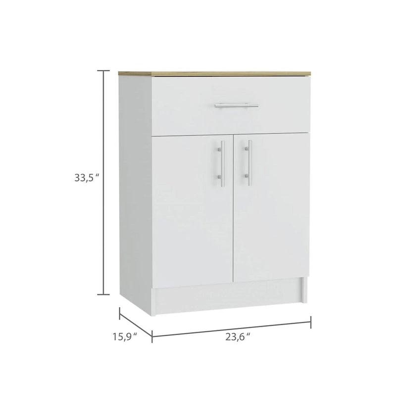 34 Light Oak and White Pantry Cabinet